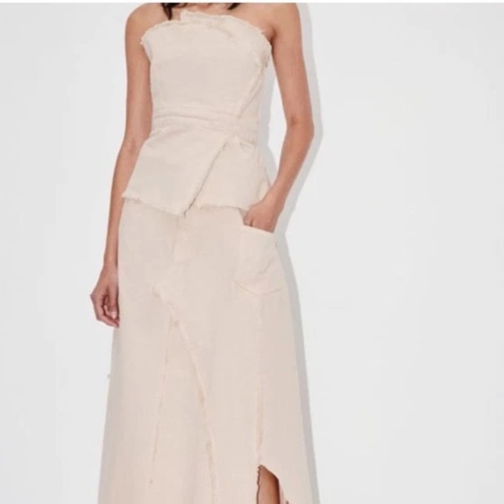 Zara The Asymmetric Bustier In Sand Crop Top Blogger Fav 90s Y2k Women XS 6840